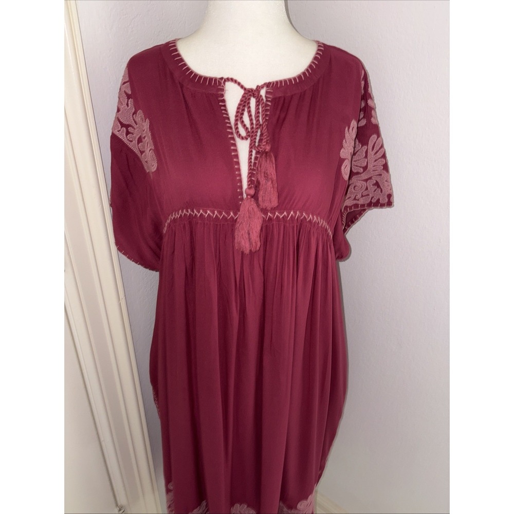 Sundance Bright Pathway Pink Embroidered Dress 1X XL